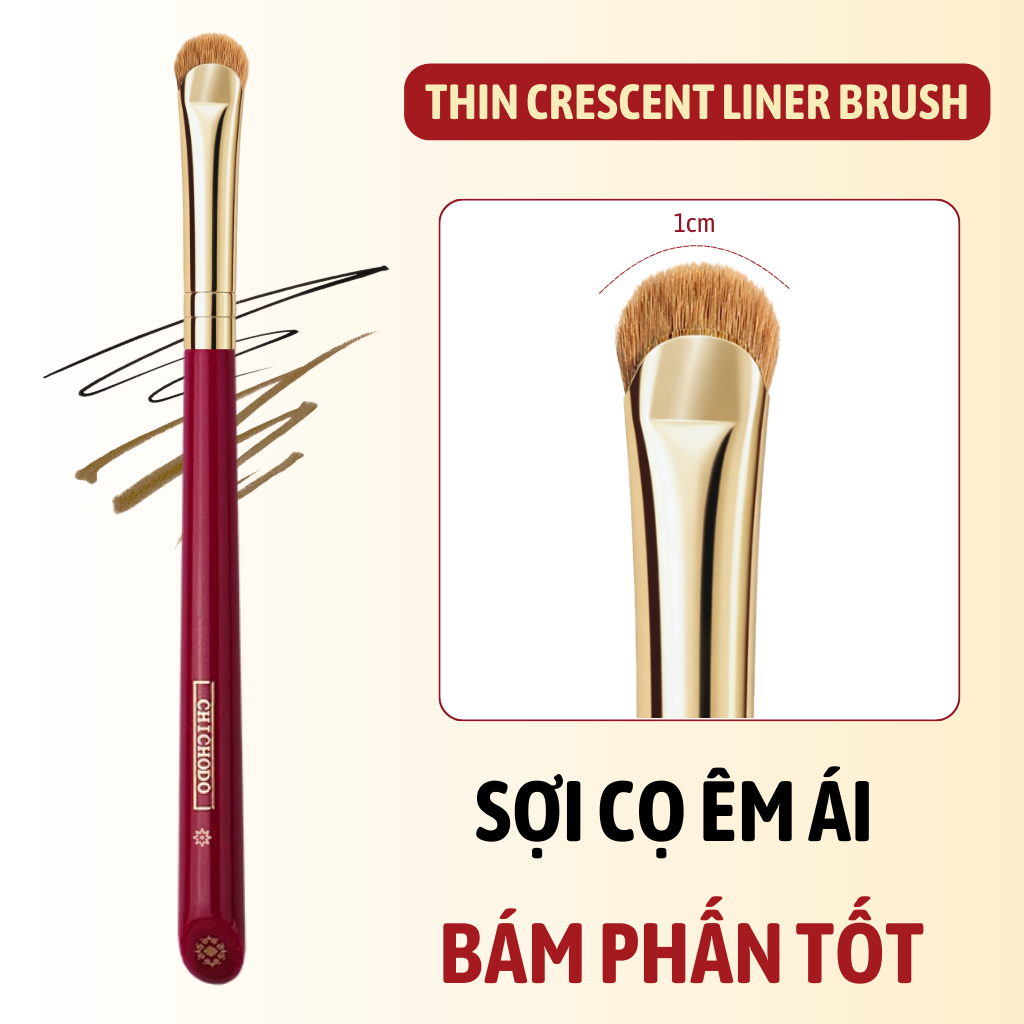 Cọ Kẻ Mí Dưới, Mí Mắt, Bọng Mắt Hình Lưỡi Liềm CHICHODO Thin Crescent Liner Brush C129